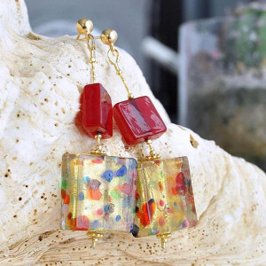 Red murano glass earrings