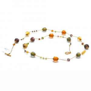 Ketting amber lang in real-murano-glas