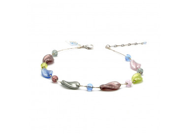 Collier en verre de murano argent multicolore