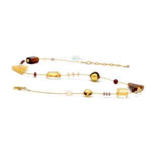 Kette bernsteinfarben gold murano glas