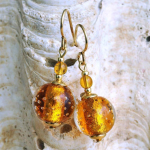 Boucles d'oreilles murano ambre