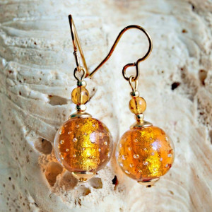 Amber murano glass earrings