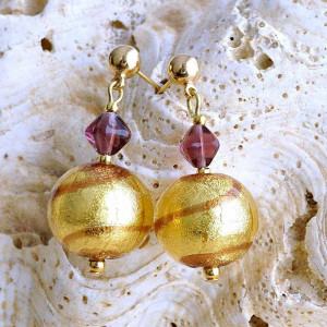 Pendientes murano oro de cristal de murano de venecia