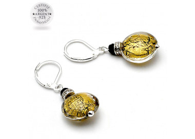 Leverback gold earrings jewelry real glass murano from venice