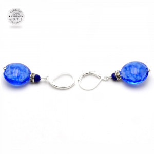 Aretes azul marino gancho cerrado joyas de cristal de murano de venecia