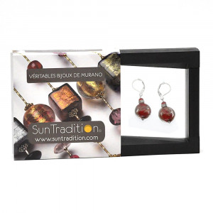 Pastiglia notte aventurine red - leverback aventurine red earrings jewelry real glass murano from venice