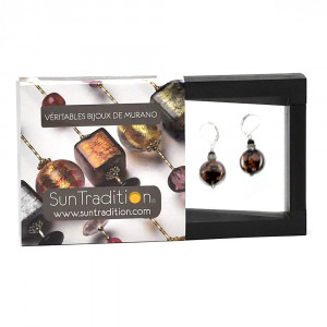 Pastiglia notte aventurine black - leverback aventurine black earrings jewelry real glass murano from venice