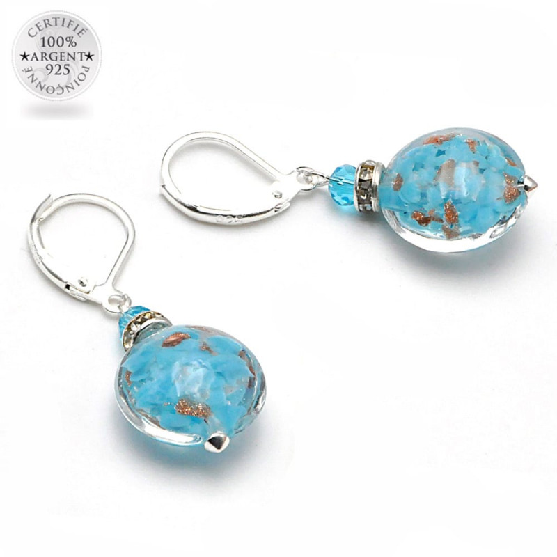 Aventurine nukkuvat korvakorut sky blue murano lasi 