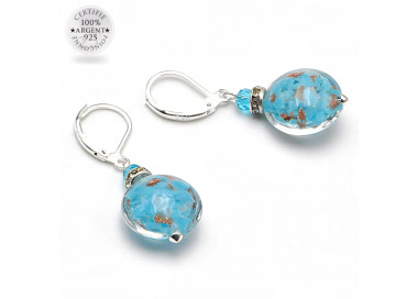 Aretes aventurine azul cielo gancho cerrado joyas de cristal de murano de venecia