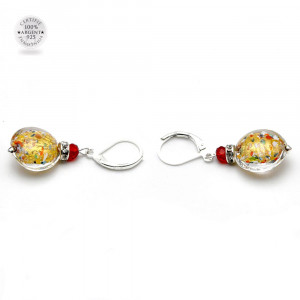 Boucles d'oreilles dormeuses or multicolore en veritable verre de murano de venise 