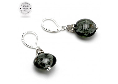 Leverback aventurine grey earrings jewelry real glass murano from venice 