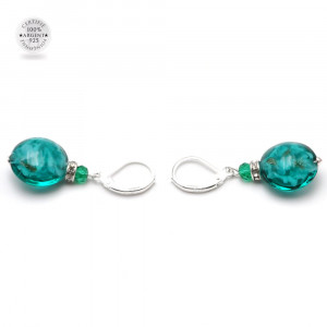 Aretes verde esmeralda aventurina gancho cerrado joyas de cristal de murano de venecia 