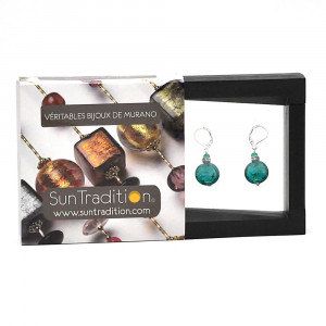 Pastiglia notte esmeralda aventurina- aretes verde esmeralda aventurina gancho cerrado joyas de cristal de murano de venecia