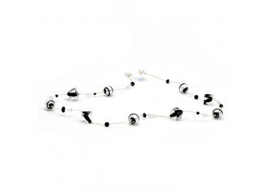 Black beads cubes murano glass necklace 