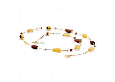  kette lang bernsteinfarben und gold aus murano glas