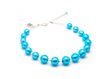 Clear blue murano glass necklace of venice