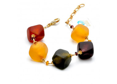 Large gold glass pearls bracelet - gold and glass murano bracelet venitian jewellry italy