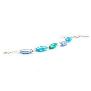 Pulsera azul de cristal murano y plata