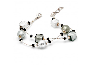 Pulsera de plata - pulsera de plata joya de genuino cristal de murano venecia