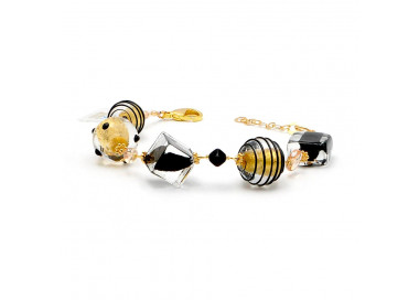 Black and gold murano glass bracelet genuine murano glass venice