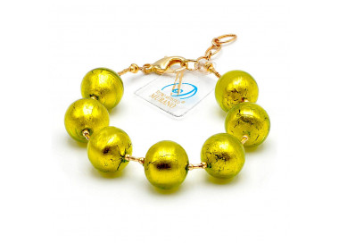 Green lime bracelet - genuine murano glass bracelet venice