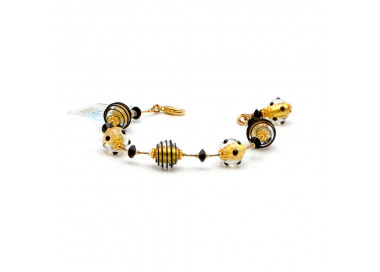 Jo- jo mini black and gold bracelet genuine murano glass venice