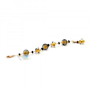 Jo- jo mini black and gold bracelet genuine murano glass venice