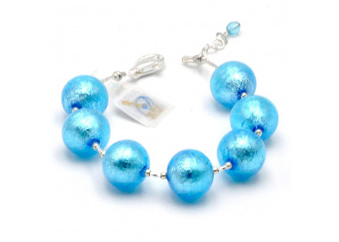 Bracelet bleu ciel en verre de murano de venise