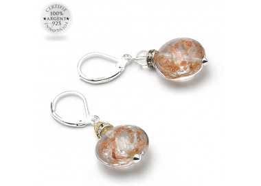 Brincos aventurine fecho em clip de cristal murano de veneza 