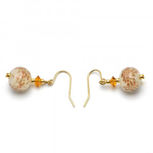 Boucles d'oreilles beige en veritable verre de murano de venise