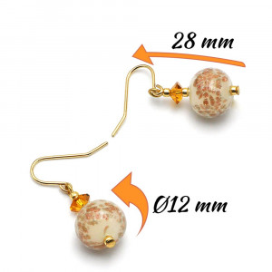 Opaline beige - boucles d'oreilles beige en veritable verre de murano de venise