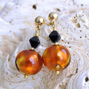 Boucles d'oreilles murano ambre