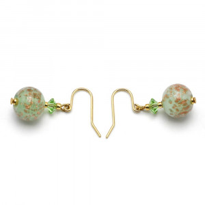 Boucles d'oreilles verte en veritable verre de murano de venise