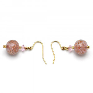 Pink earrings in genuine murano glass from venice