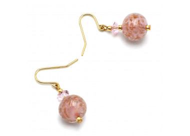 Boucles d'oreilles rose en veritable verre de murano de venise