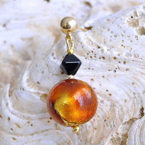 Amber  murano glass earrings