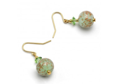 Boucles d'oreilles verte en veritable verre de murano de venise