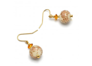 Boucles d'oreilles beige en veritable verre de murano de venise