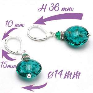 Boucles d'oreilles dormeuses vert emeraude aventurine verre de murano 