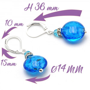 Aretes azul claro gancho cerrado joyas de cristal de murano de venecia