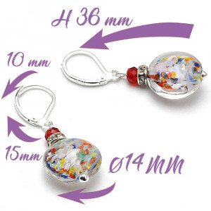 Leverback multicoloured earrings murano glass 