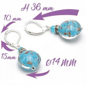 Boucles d'oreilles dormeuses aventurine bleu ciel verre de murano