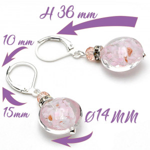 Brincos aventurine rosa fecho em clip de cristal murano de veneza 