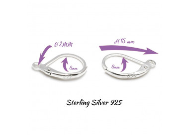 Par de pendientes gancho cerrado plata sterling 925