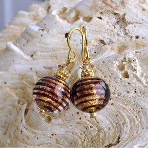 Aretes murano chocolate joyas de verdadero cristal de murano de venecia