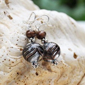  silver murano glass earrings genuine venice murano glass