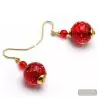 Red fizzy - red murano glass earrings in genuine glass from venice