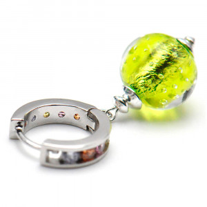 Fizzy arcobaleno vert anis - boucles d'oreilles dormeuse vert anis en veritable verre de murano de venise