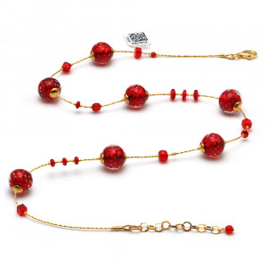 Collana rossa in vero vetro di murano