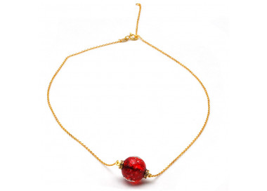 Collier evidence renaissance rouge tisse dore